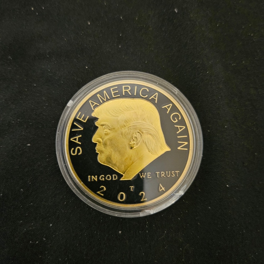 Donald Trump 2024 Save America Again Commemorative Gold Tone Coin Medallion
